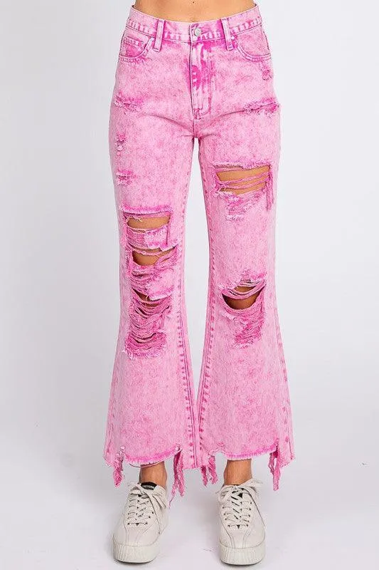 ACID PINK - HIGH RISE RIGID VINTAGE CROPPED FLARE
