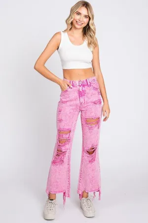 ACID PINK - HIGH RISE RIGID VINTAGE CROPPED FLARE