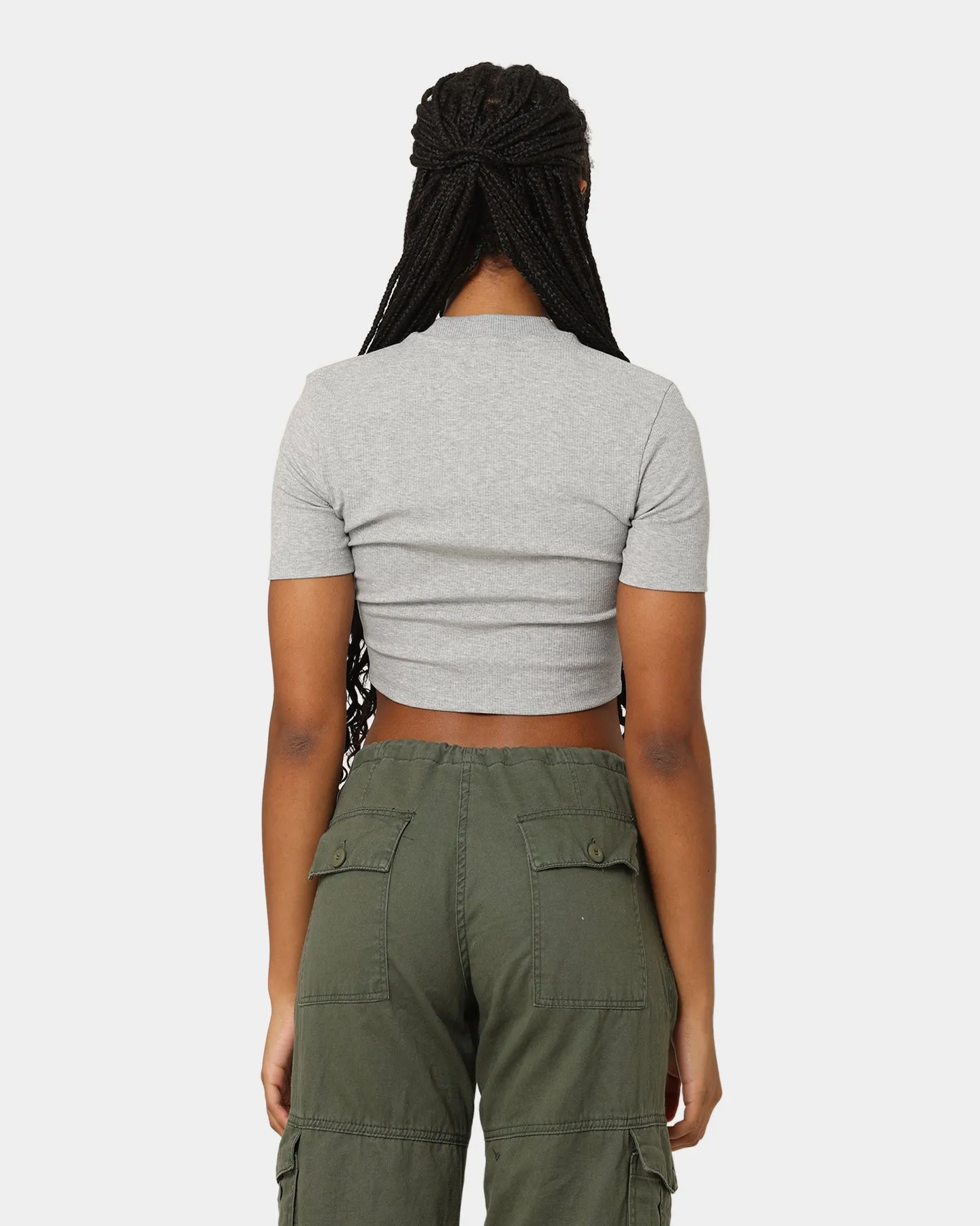 Adidas Women's Adicolour Essentials Rib Cropped T-Shirt Medium Grey Heather