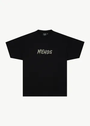 AFENDS Mens Daisy Chain - Boxy Fit Tee - Black