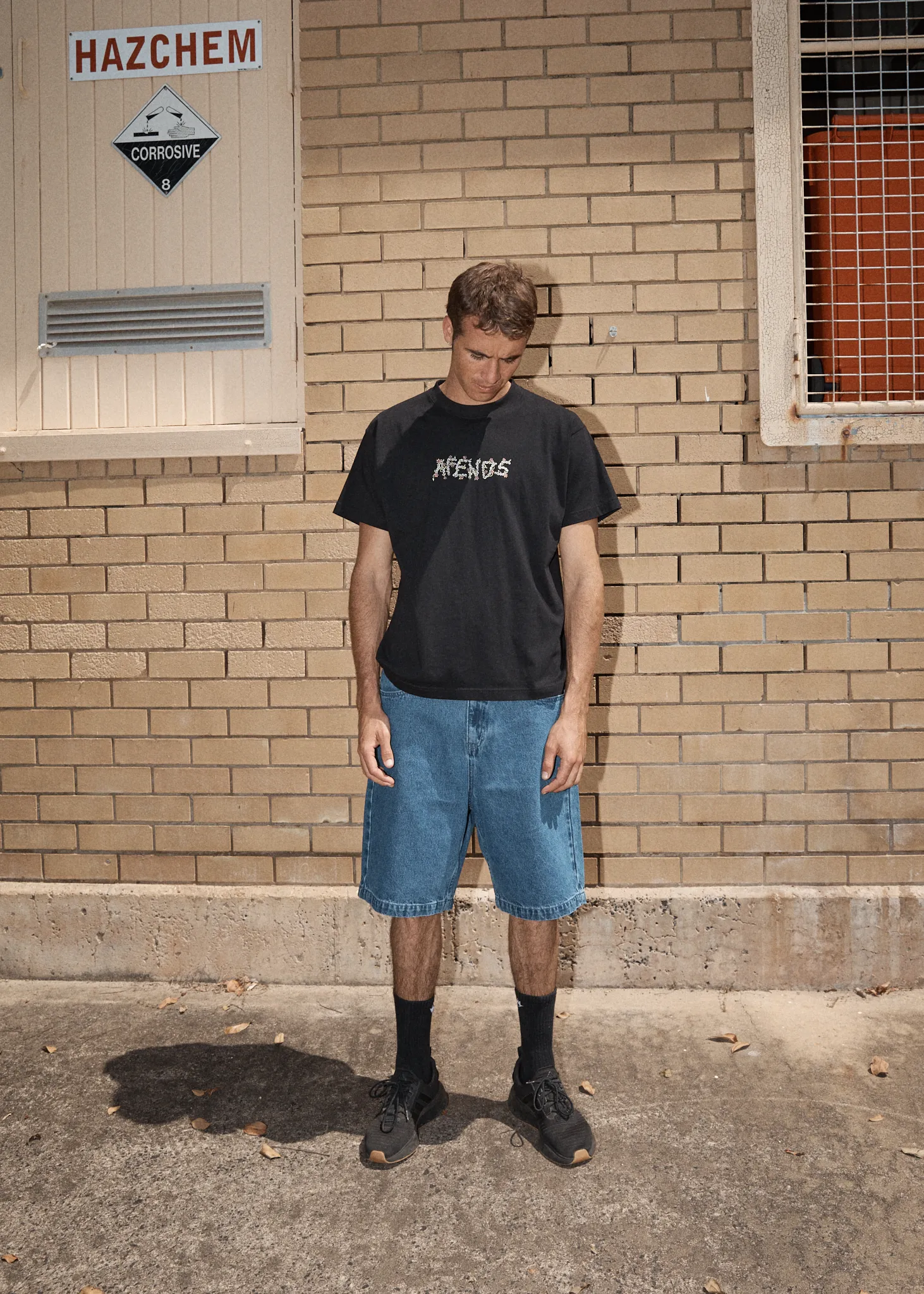 AFENDS Mens Daisy Chain - Boxy Fit Tee - Black