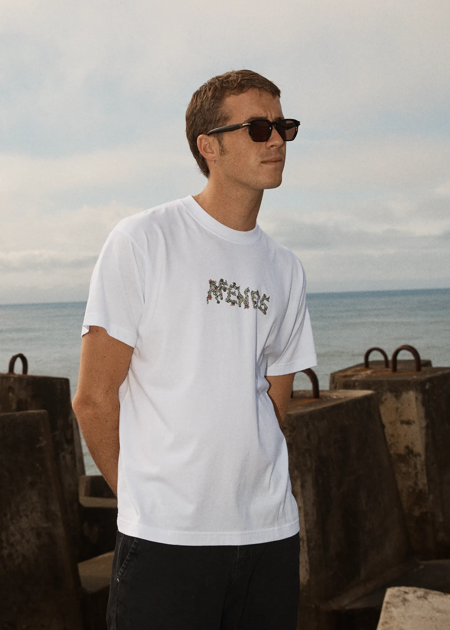 AFENDS Mens Daisy Chain - Boxy Fit Tee - White