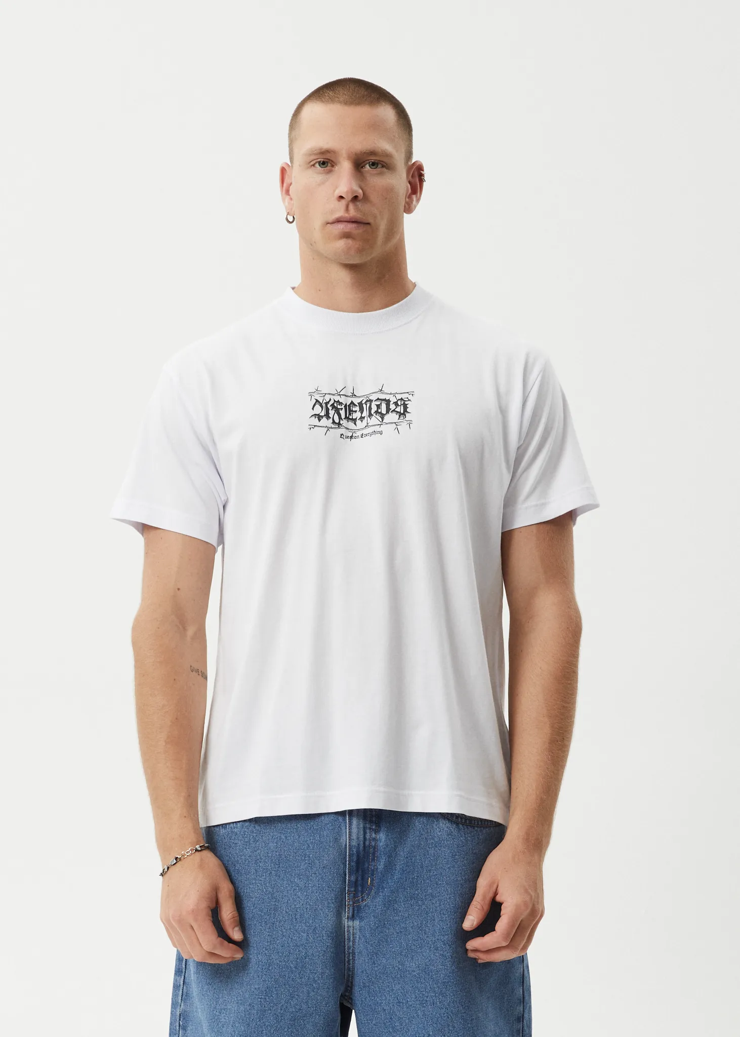 AFENDS Mens Thorny - Boxy Fit Tee - White