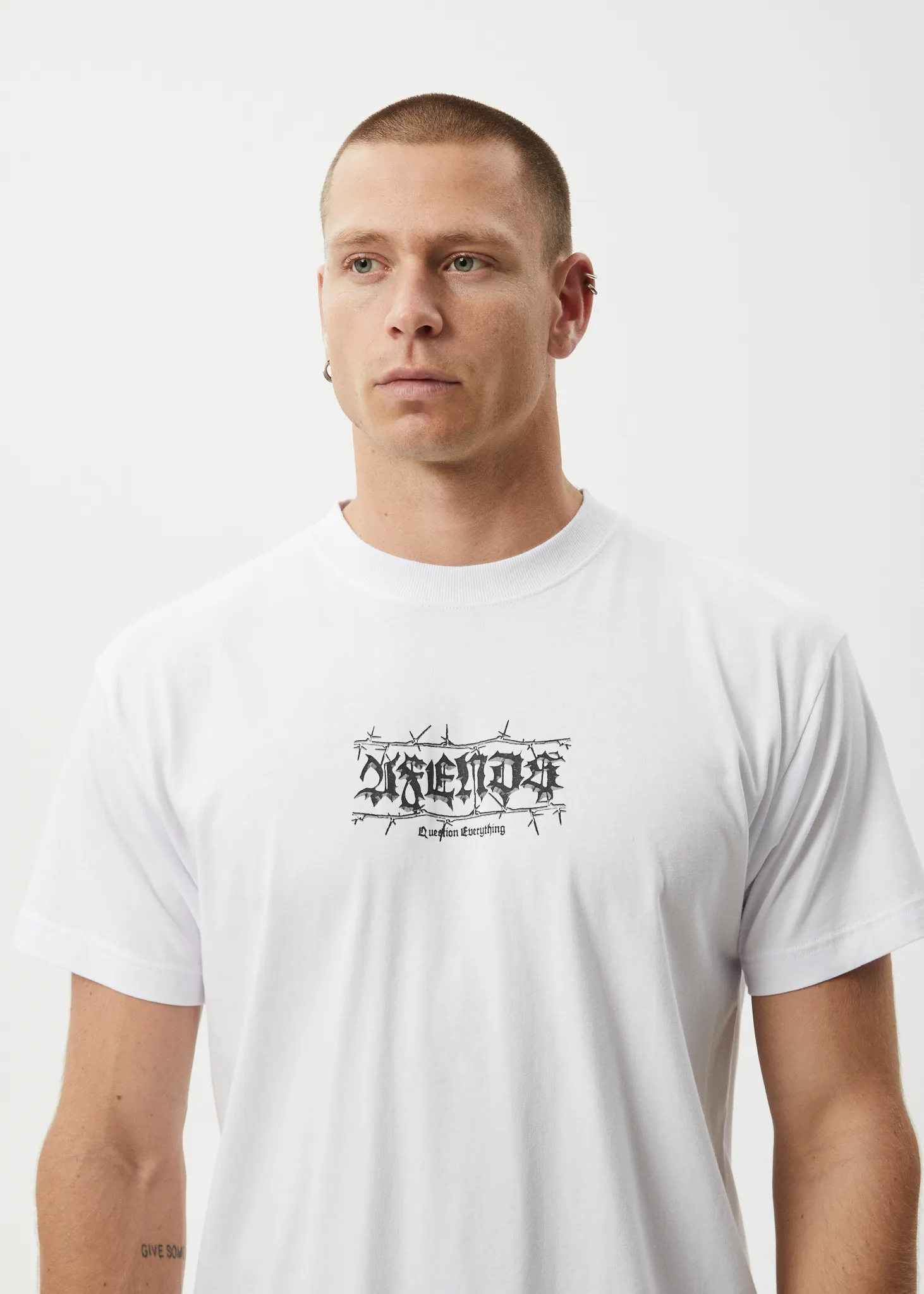 AFENDS Mens Thorny - Boxy Fit Tee - White