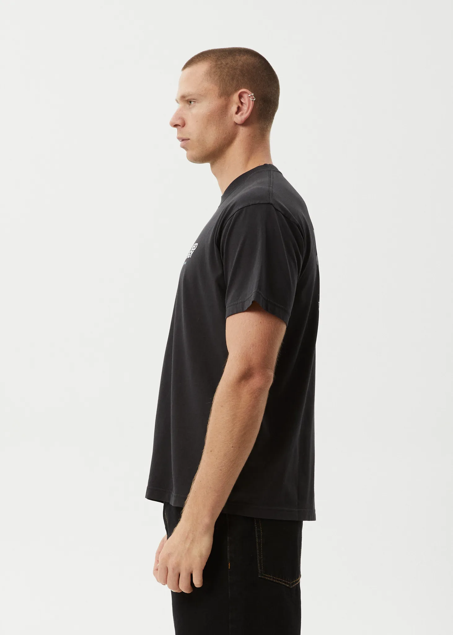 AFENDS Mens Torched Energy - Boxy Fit Tee - Stone Black