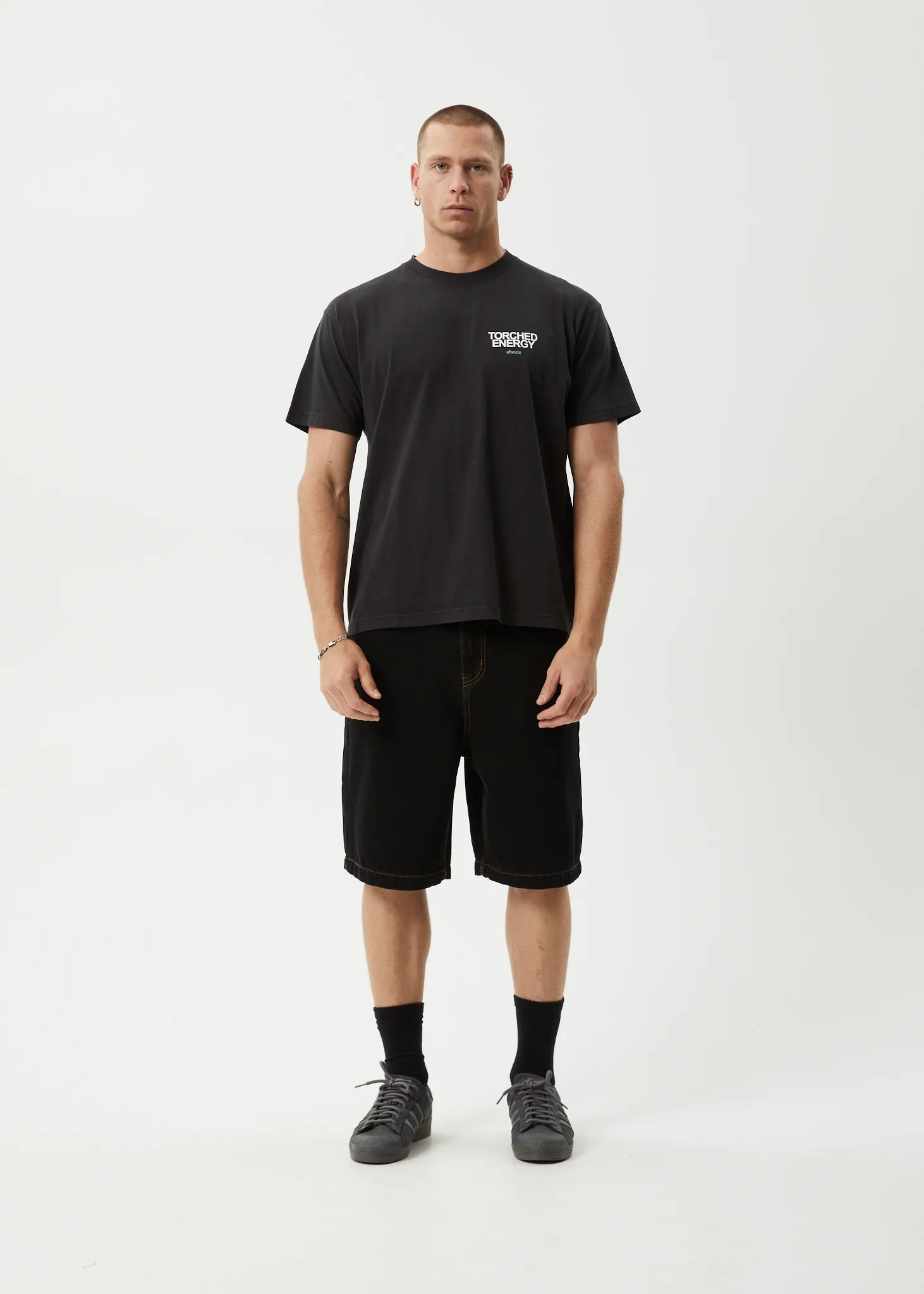 AFENDS Mens Torched Energy - Boxy Fit Tee - Stone Black