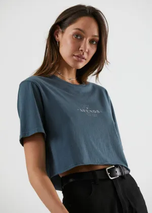 Afends Womens Aurora - Cut Off Boyfriend Fit Tee - Slate