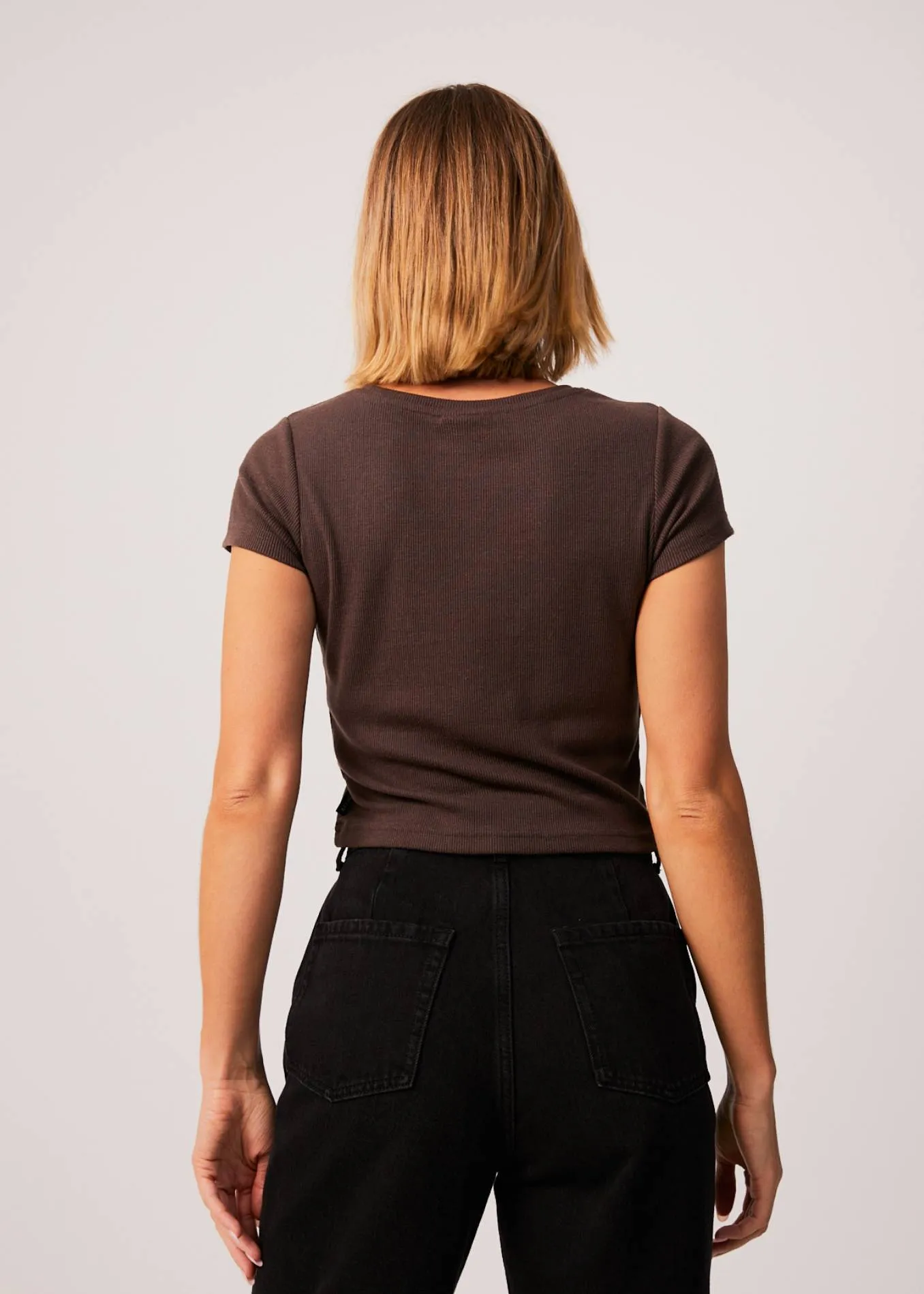 AFENDS Womens Faith - Ribbed Tee - Coffee