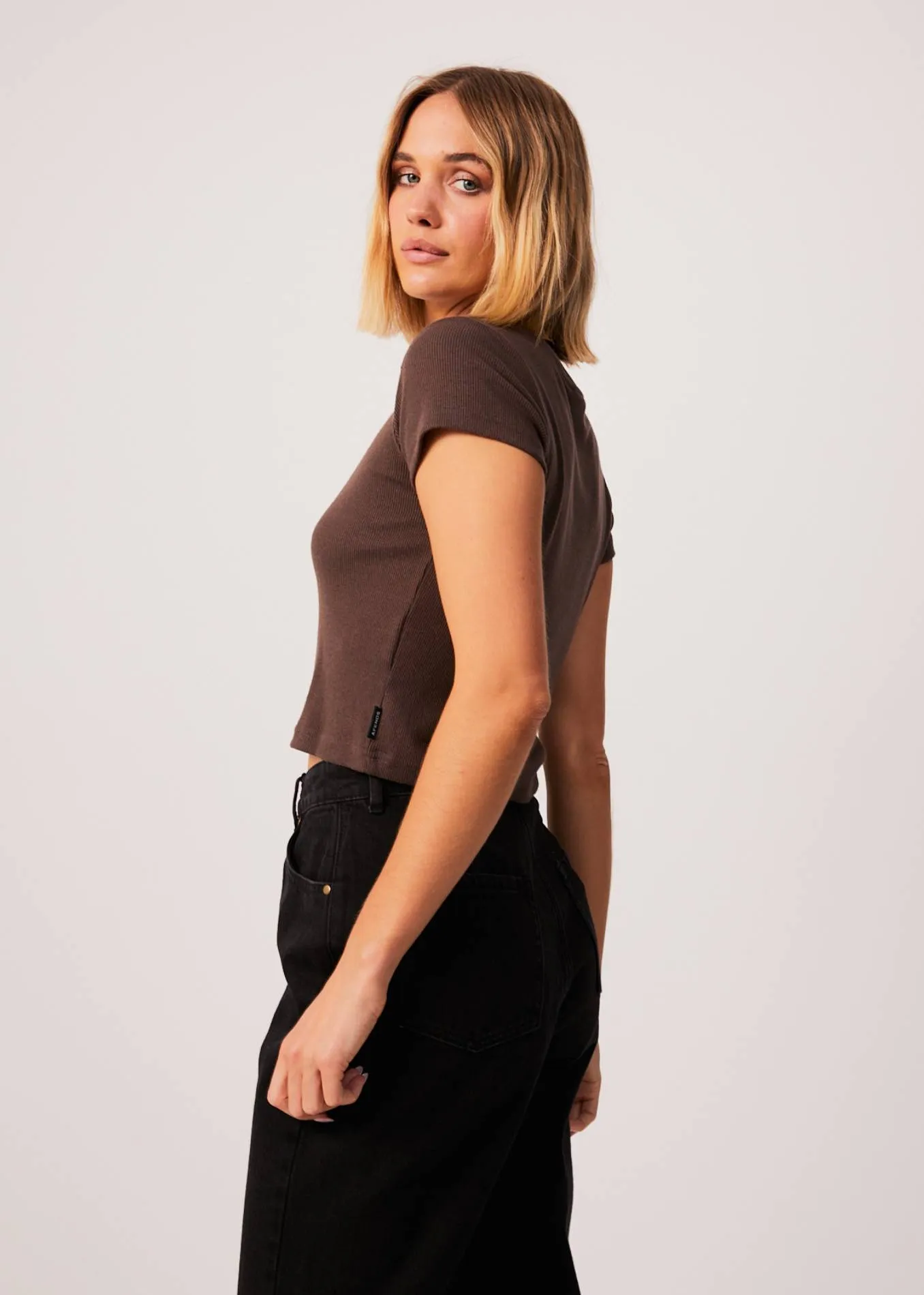 AFENDS Womens Faith - Ribbed Tee - Coffee