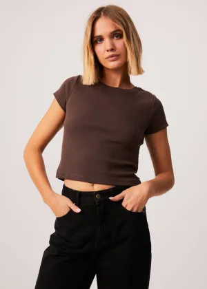 AFENDS Womens Faith - Ribbed Tee - Coffee