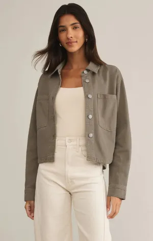 All Day Cropeed Denim Jacket - Pebble Moon