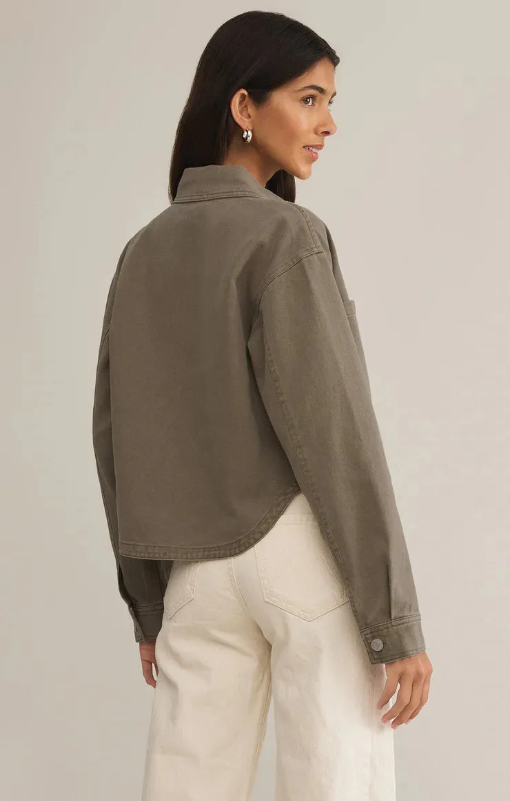 All Day Cropeed Denim Jacket - Pebble Moon