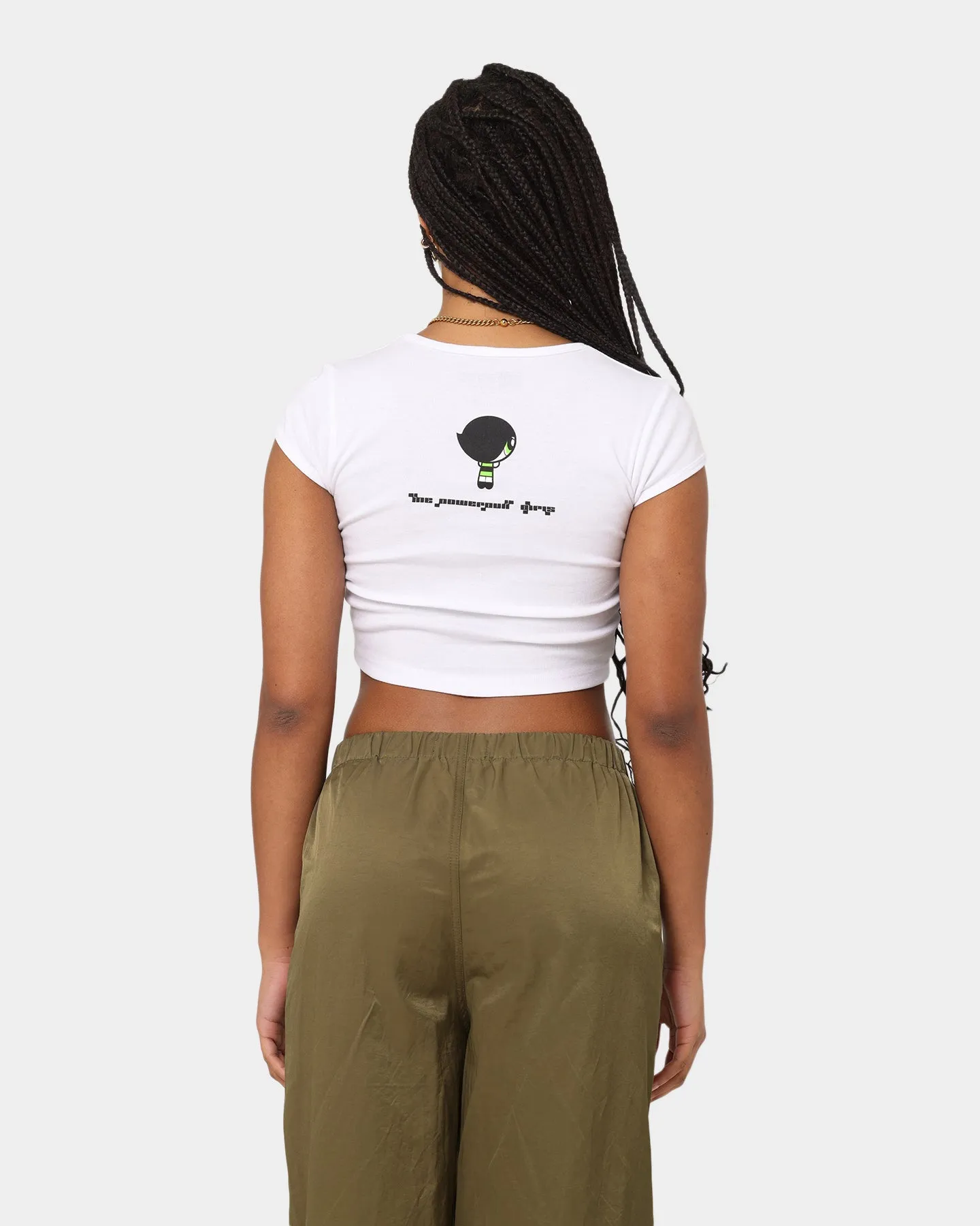 American Thrift X Powerpuff Girls Women's Buttercup Ringer T-Shirt White