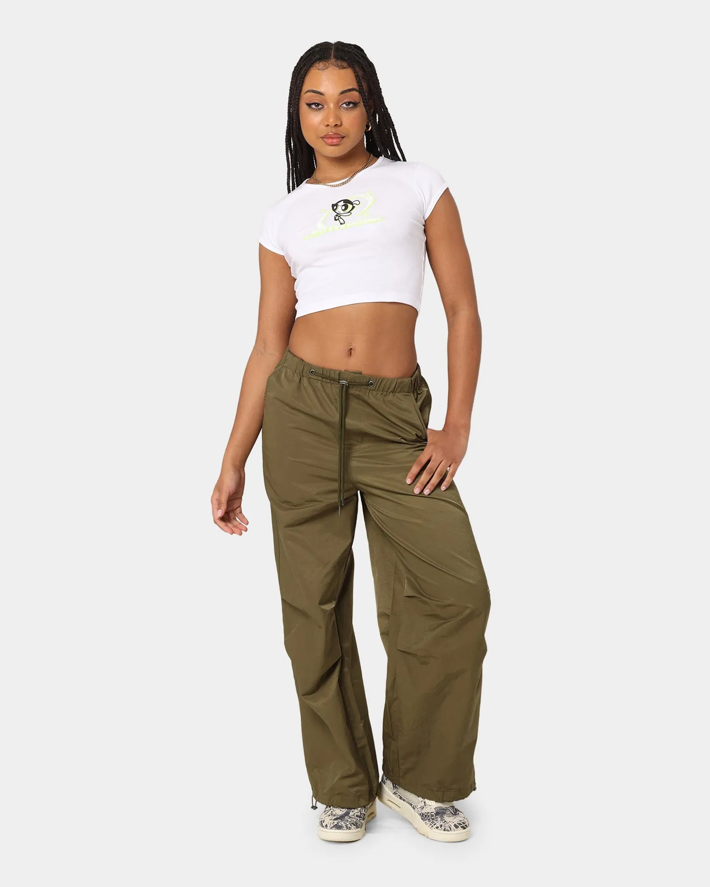 American Thrift X Powerpuff Girls Women's Buttercup Ringer T-Shirt White