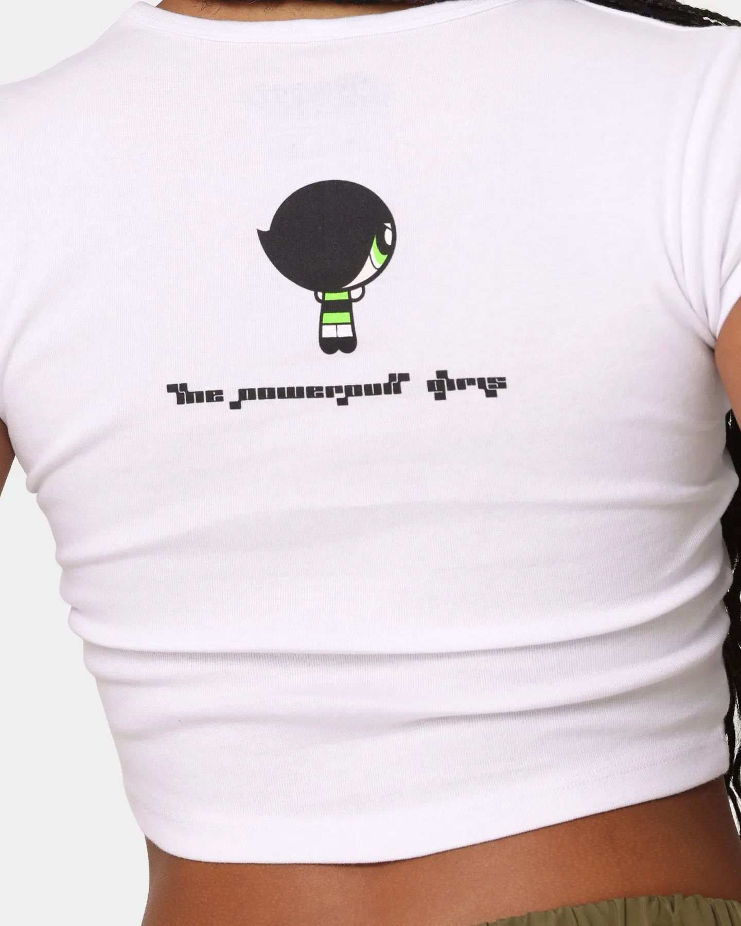 American Thrift X Powerpuff Girls Women's Buttercup Ringer T-Shirt White