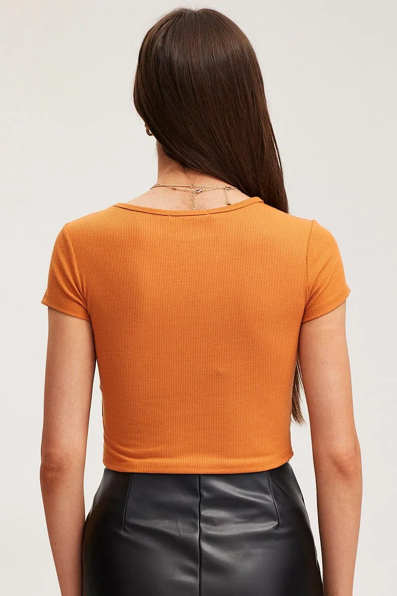 Beige T Shirt Short Sleeve Crew Neck