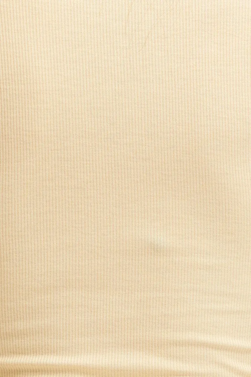 Beige T Shirt Short Sleeve Crew Neck