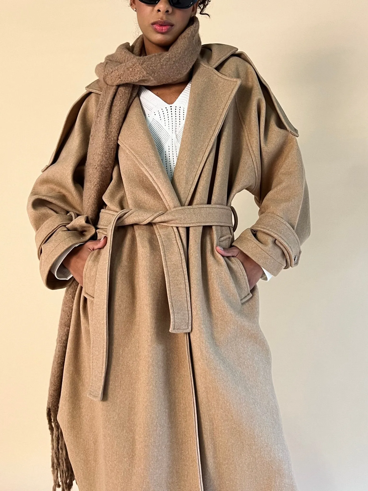 Beige Wool Trench Coat