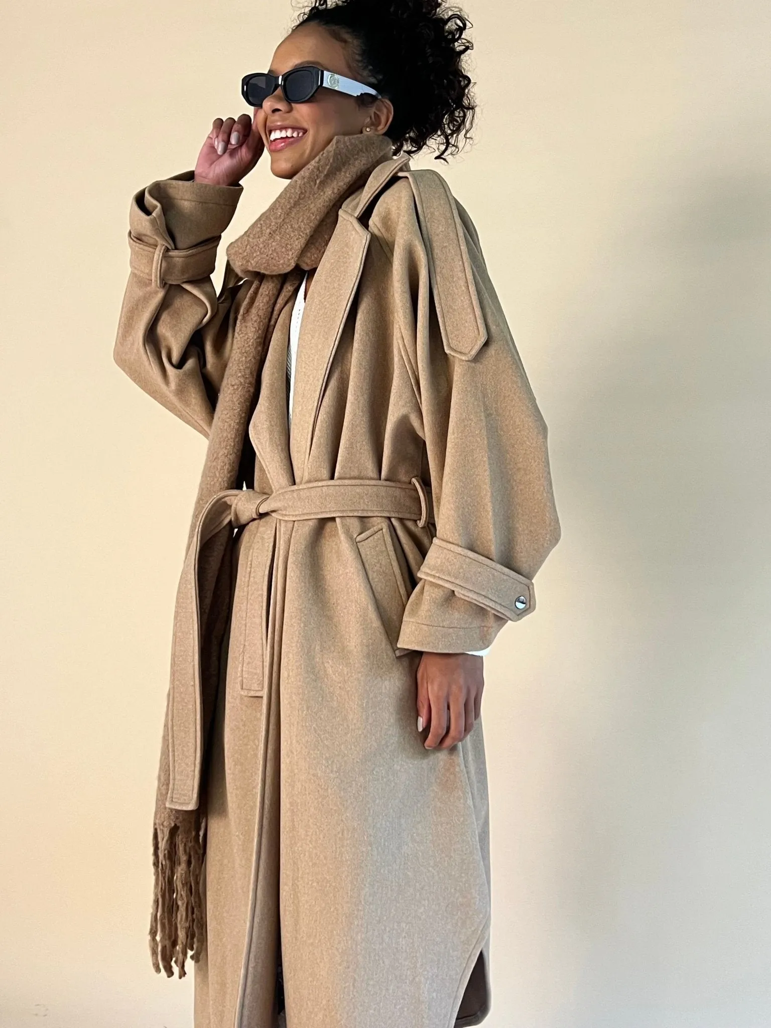 Beige Wool Trench Coat