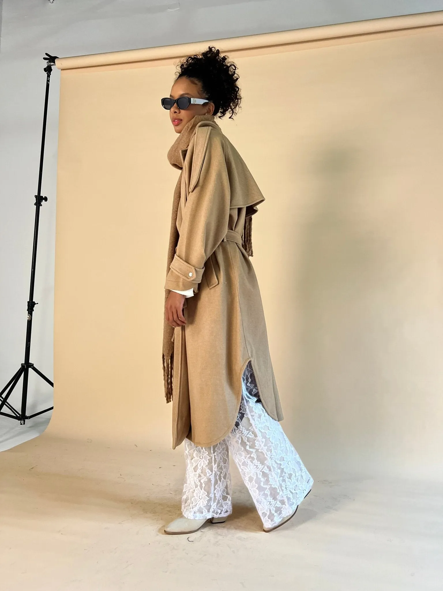 Beige Wool Trench Coat