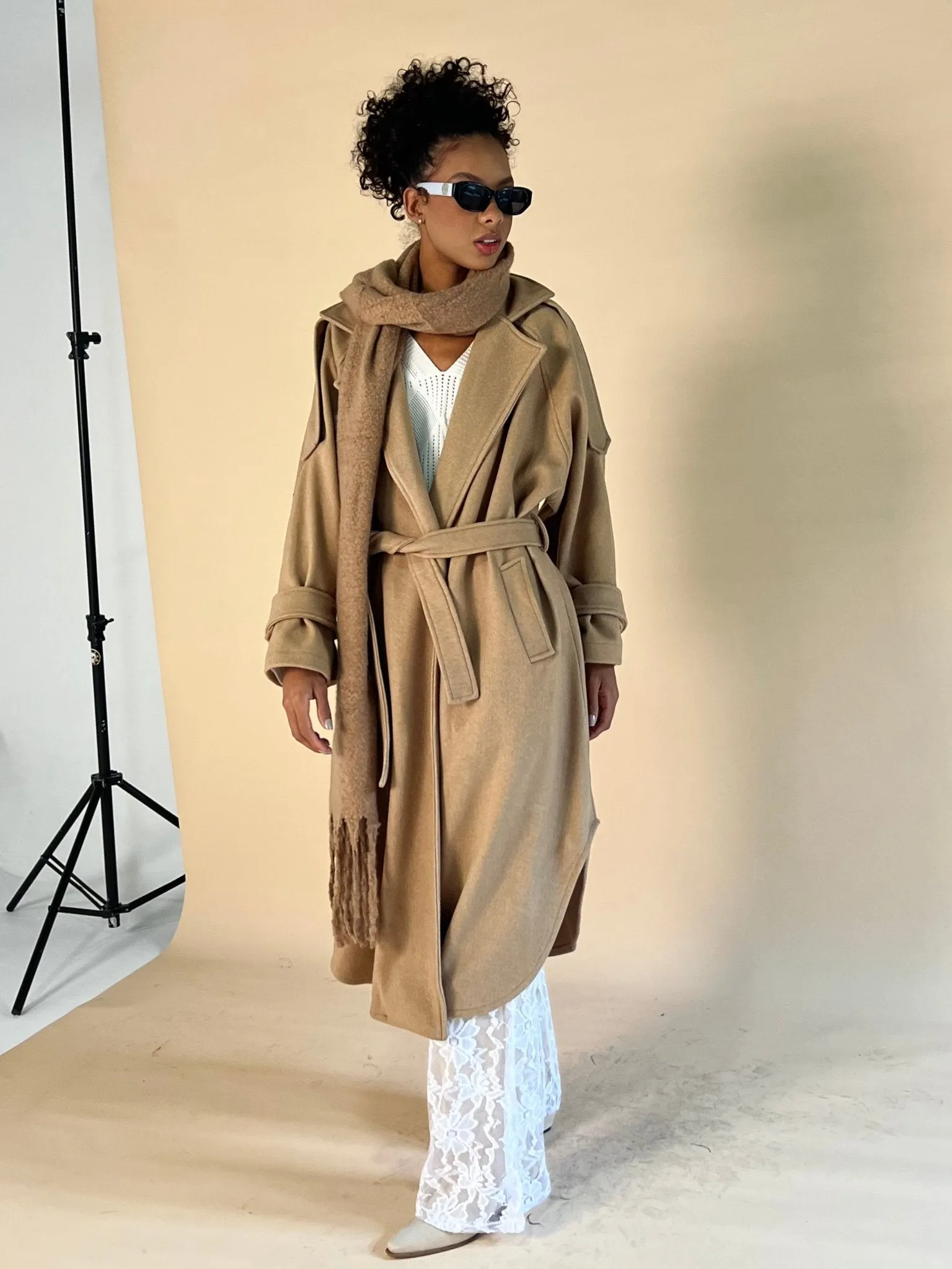 Beige Wool Trench Coat
