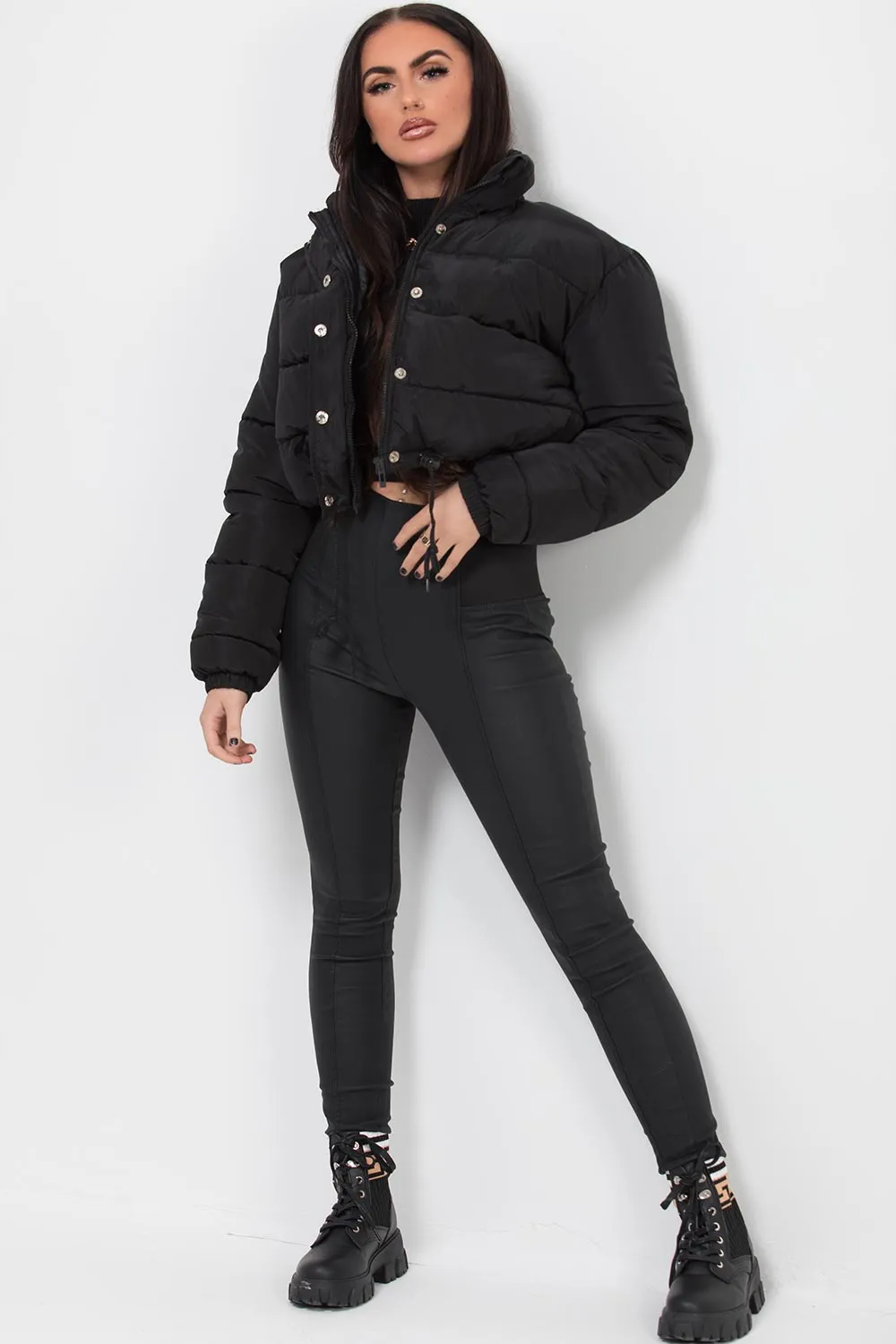 Black Crop Puffer Jacket