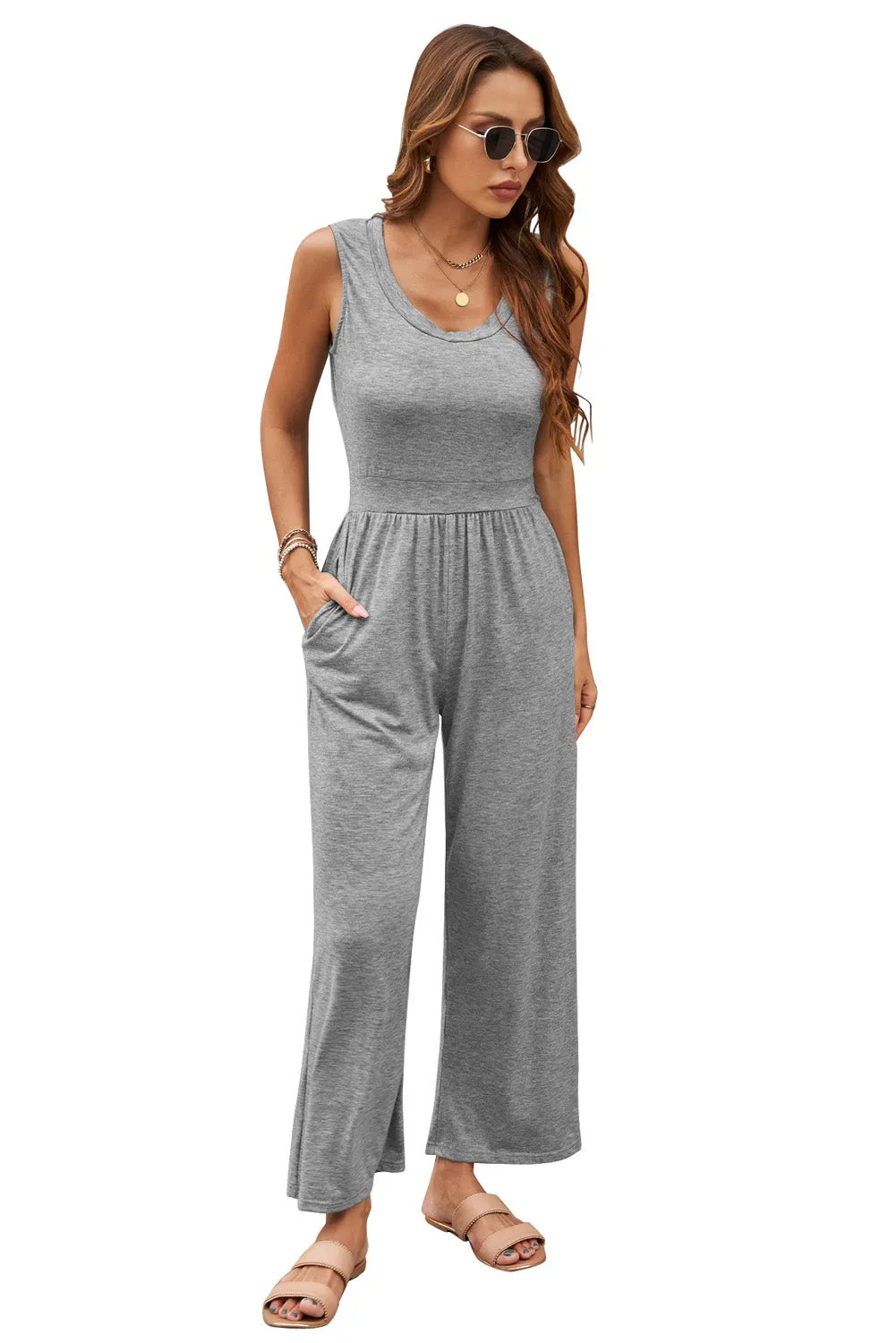 Black Sleeveless Wide Leg Jumpsuit