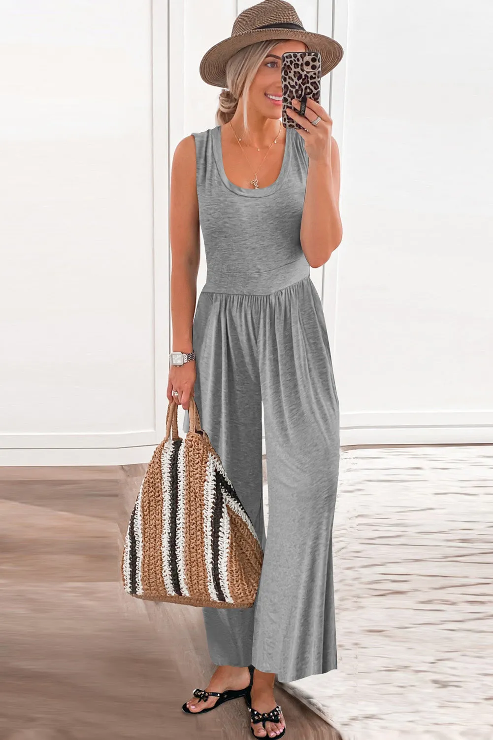 Black Sleeveless Wide Leg Jumpsuit