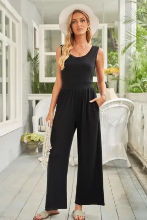 Black Sleeveless Wide Leg Jumpsuit