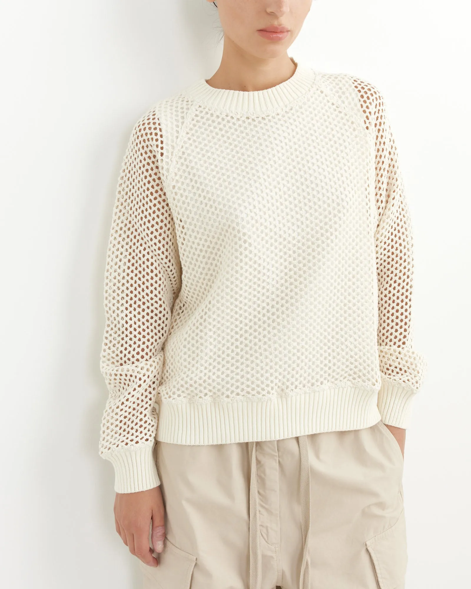 Boxy Knitted Sweater in Off White