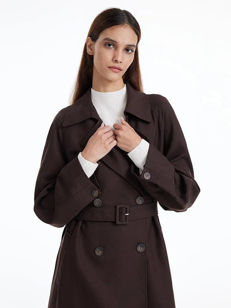 Brown Worsted Trench Coat