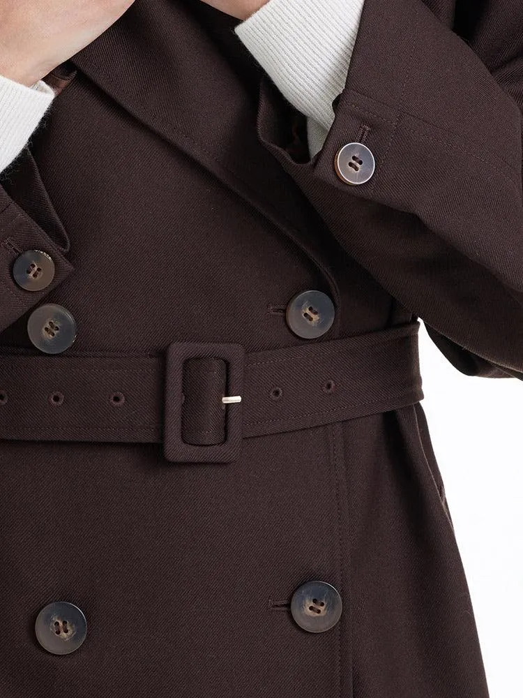 Brown Worsted Trench Coat