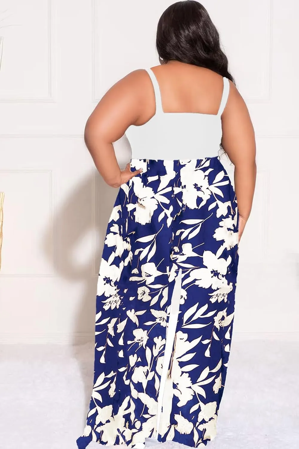 Casual Plus Size Wide Leg Palazzo Pants for Women Lounge High Waist Skirt Pants with Pockets Elastic Waistband