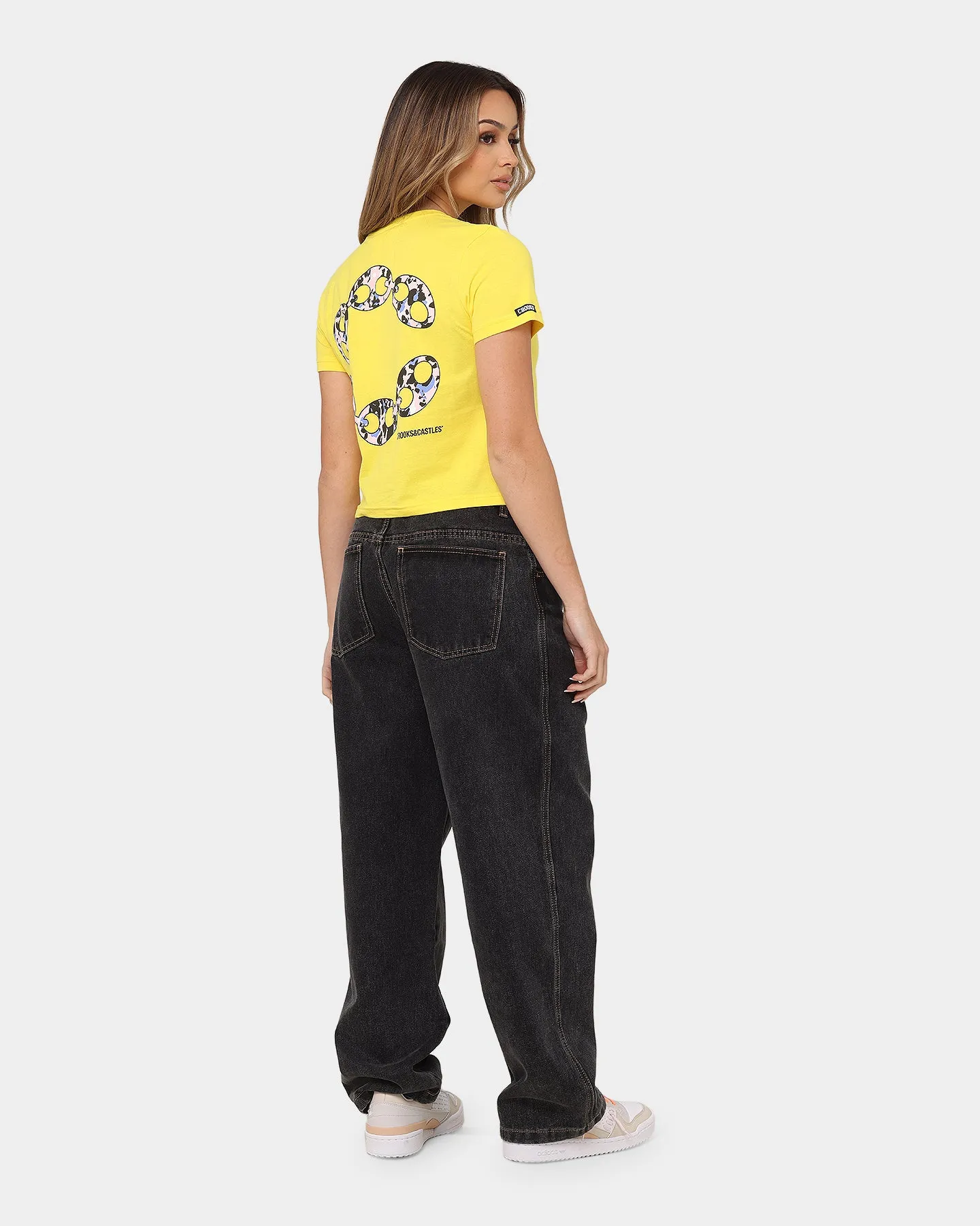 Crooks & Castles Women's Chain Leopard Crop T-Shirt Yellow
