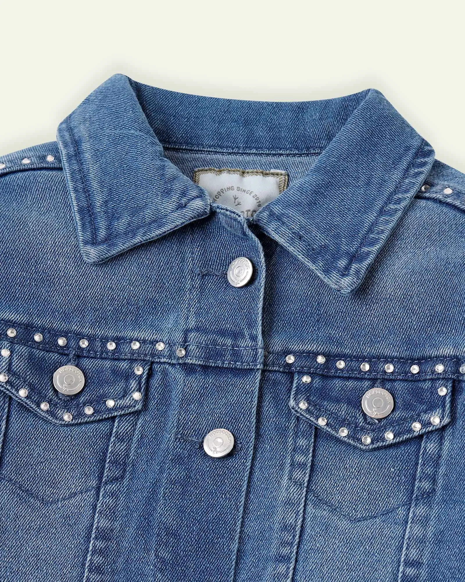 Cropped Diamante Denim Jacket