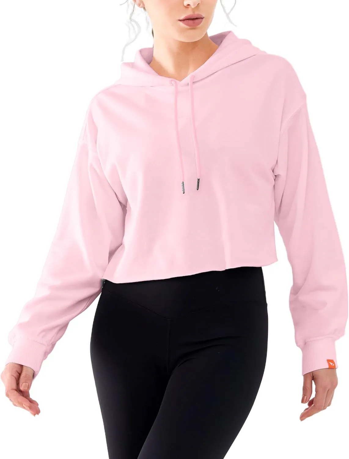 Cropped Hoodie Women Sweatshirt Oversize Long Sleeve Loose Crop Hoodies Ladies Drop Shoulder Pullover Casual Athletic