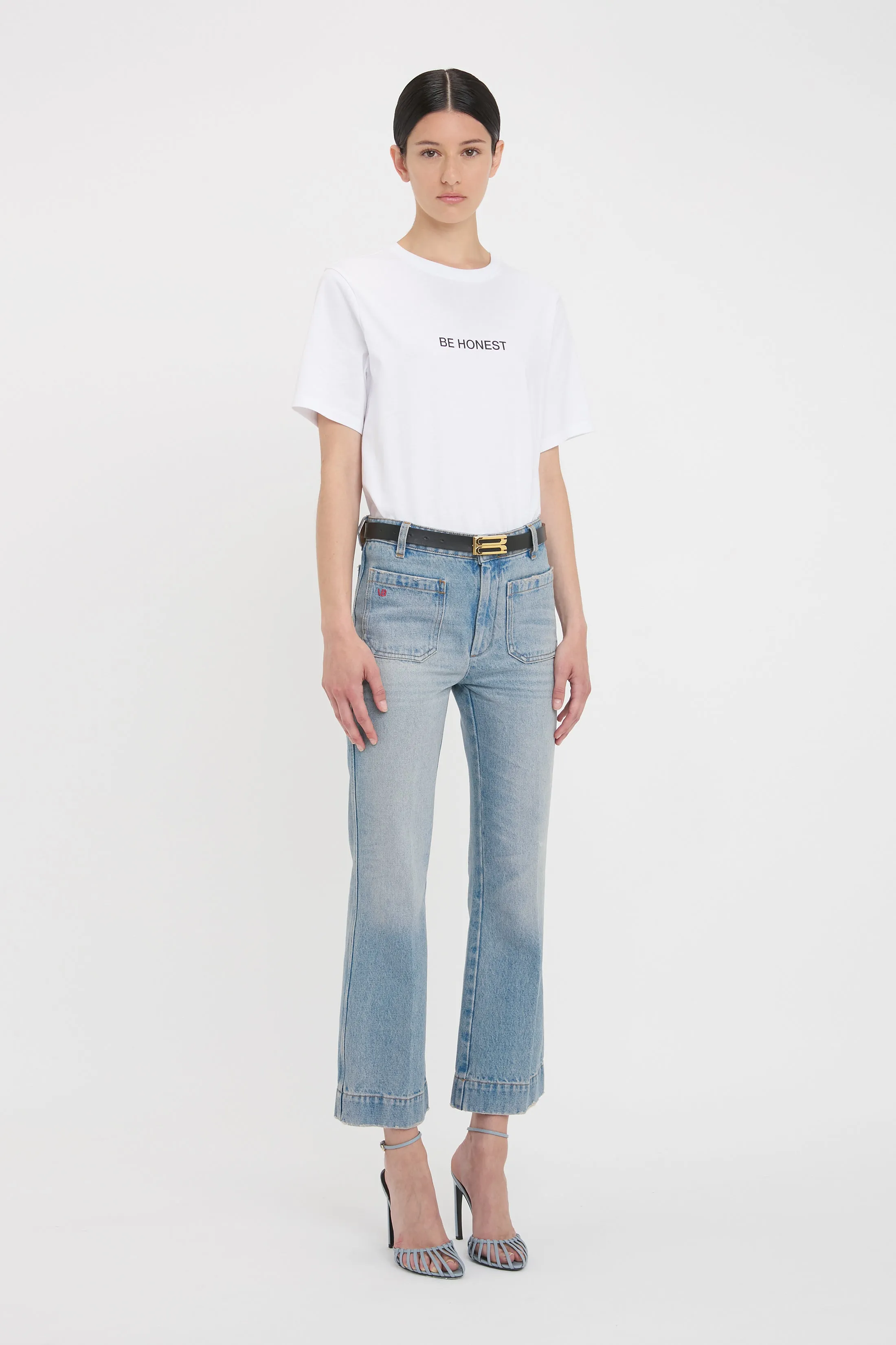 Cropped Kick Alina High Waisted Jean In Pale Blue Wash