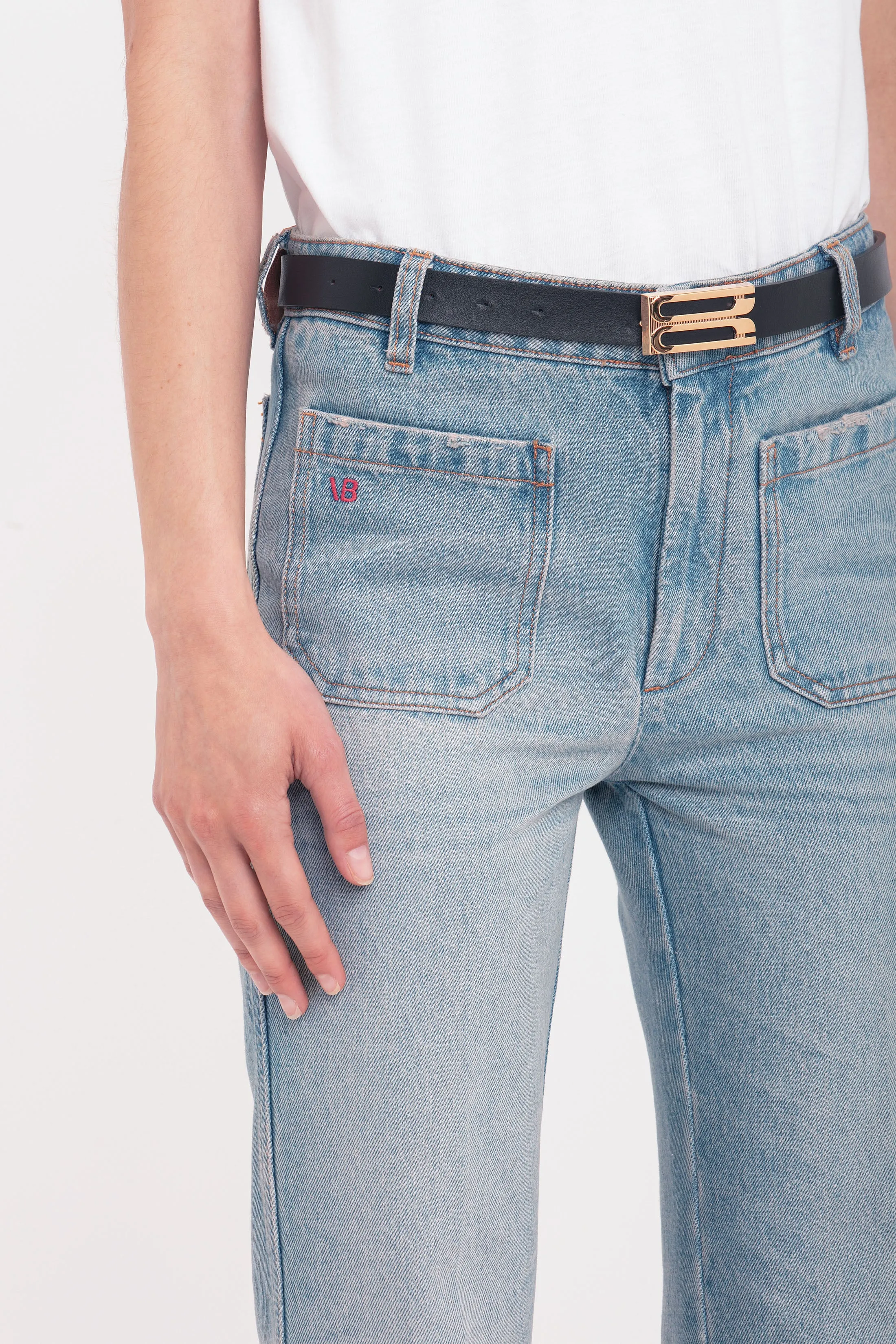 Cropped Kick Alina High Waisted Jean In Pale Blue Wash