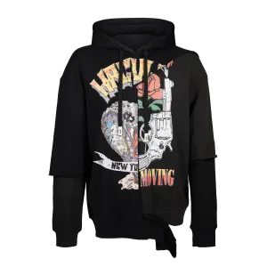 CROWN ROYALE PANELED ASYMMETRICAL HOODIE