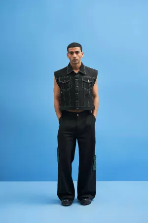 Denim Tie-Up Cropped Jacket