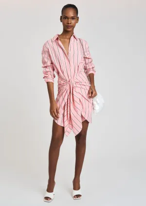 Derek Lam 10 Crosby - Charlotte Tie Waist Shirt Dress in Pink Multi
