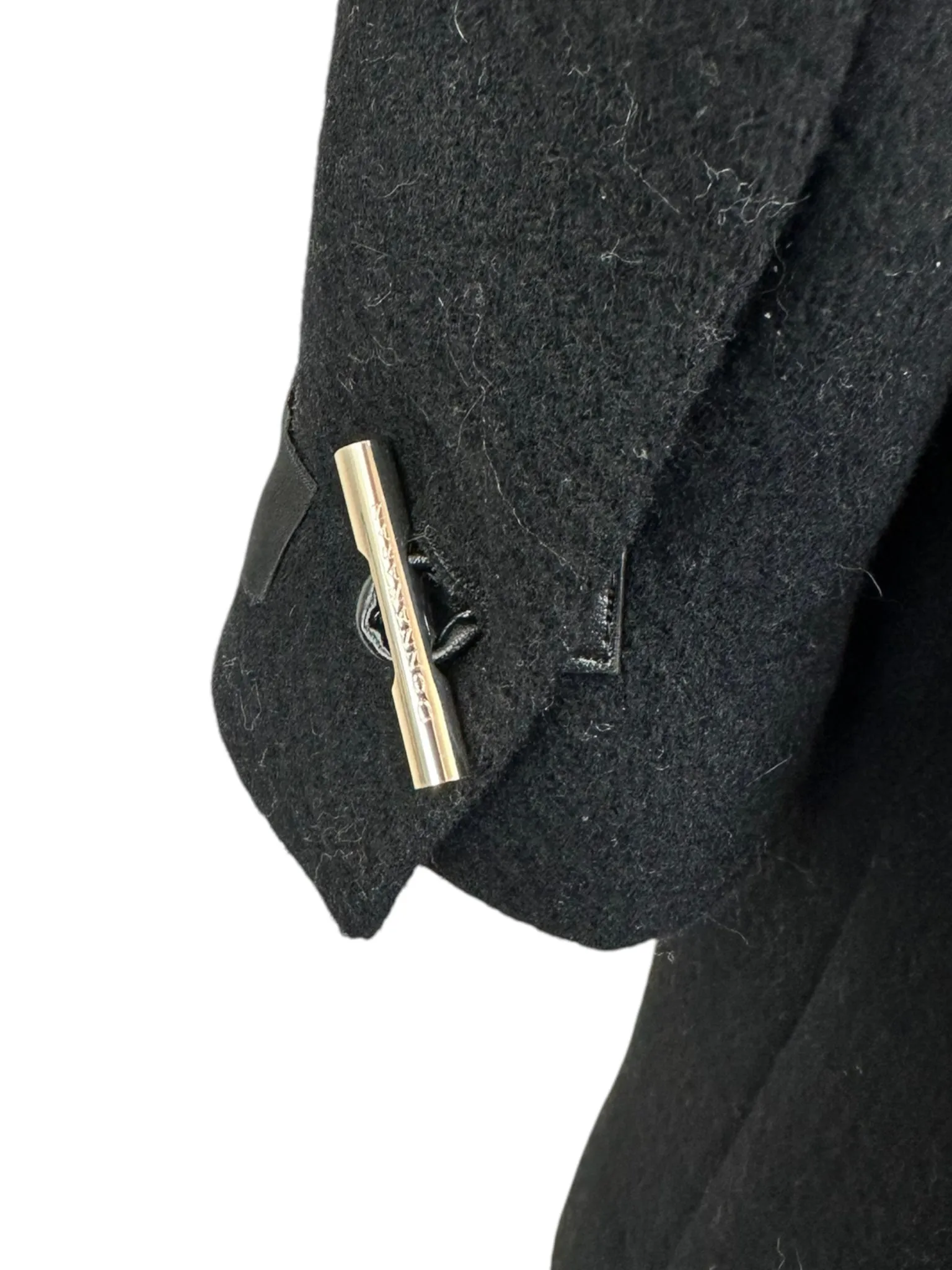 DONNA KARAN New York Black Wool Trench Size M