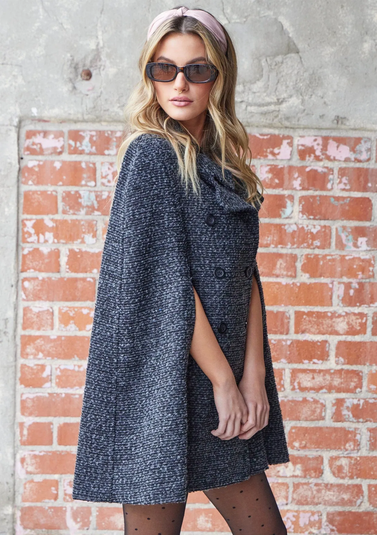 Double Breasted Edgy Cape