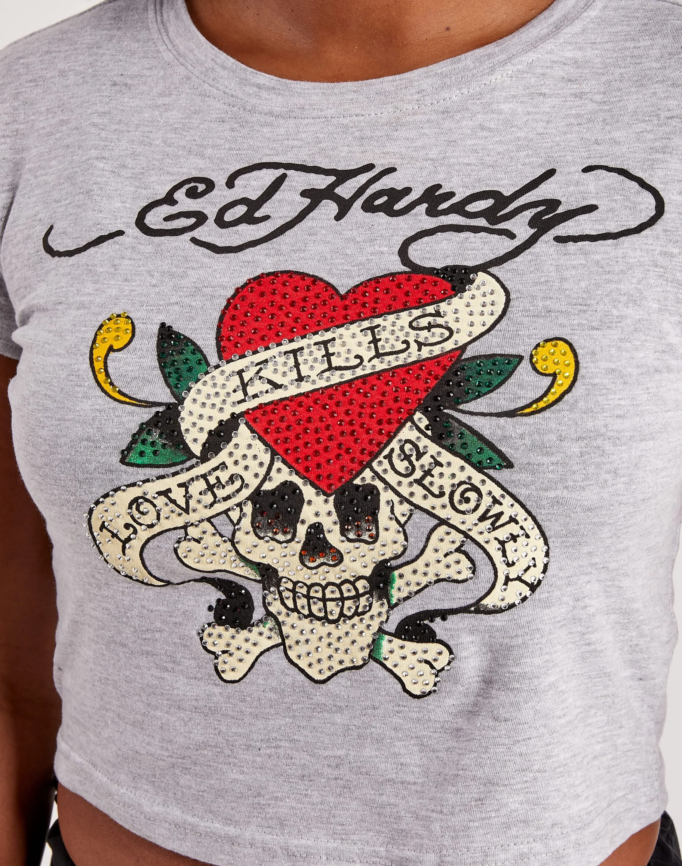Ed Hardy Rhinestone Skull Baby Tee