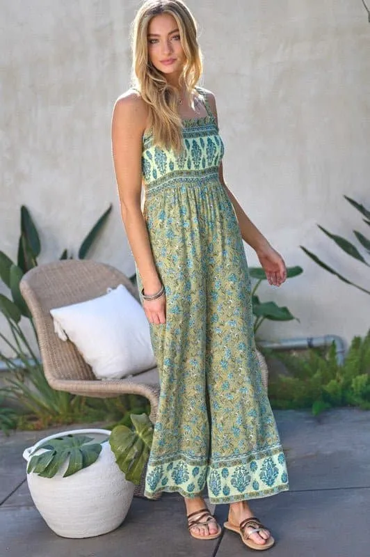 Fantastic Floral Smocked Ruffle Jumpsuit - Pink or Olive Green