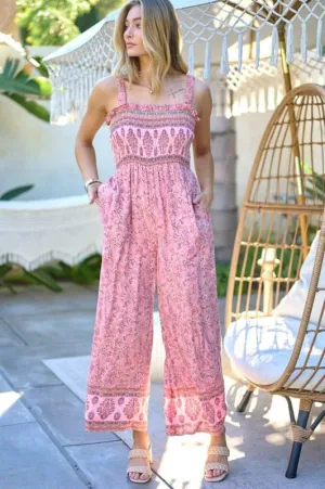 Fantastic Floral Smocked Ruffle Jumpsuit - Pink or Olive Green