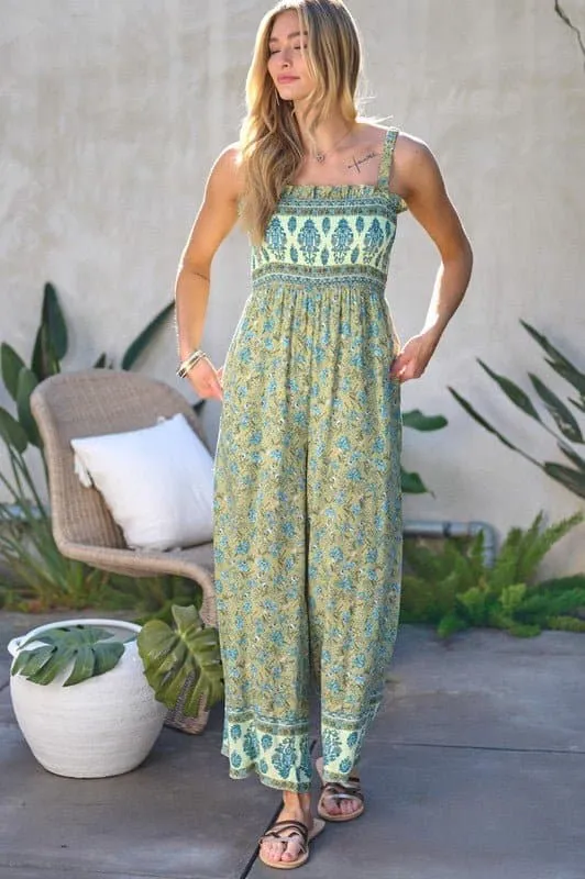 Fantastic Floral Smocked Ruffle Jumpsuit - Pink or Olive Green