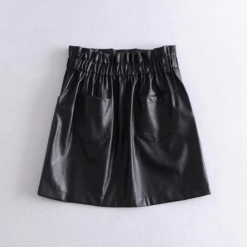 Faux Leather Black Mini Skirt
