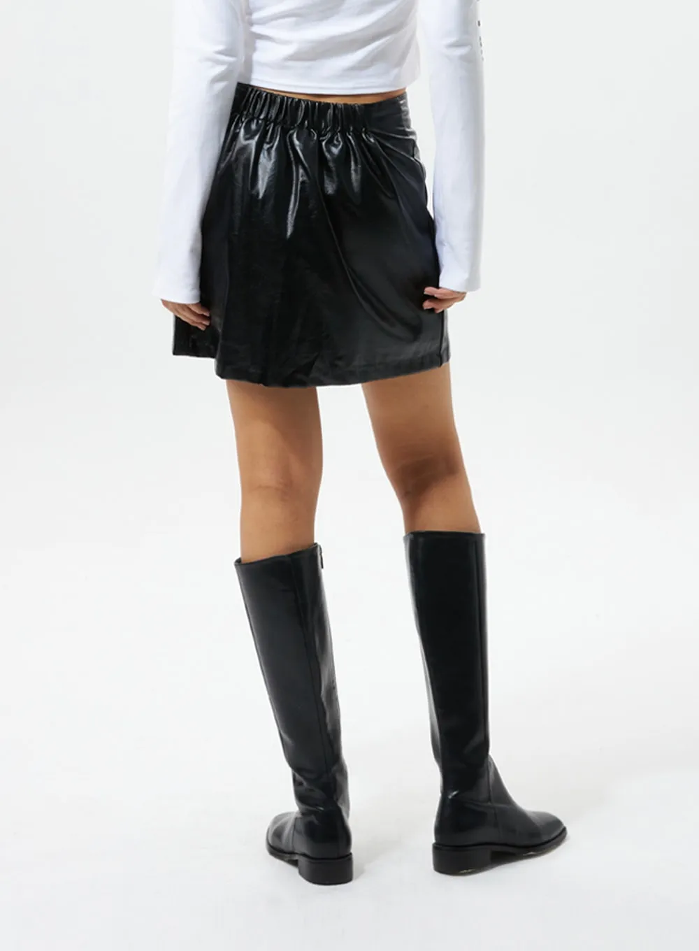 Faux Leather Cutout Mini Skirt IS319
