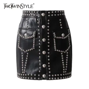 Faux Studded Skirt